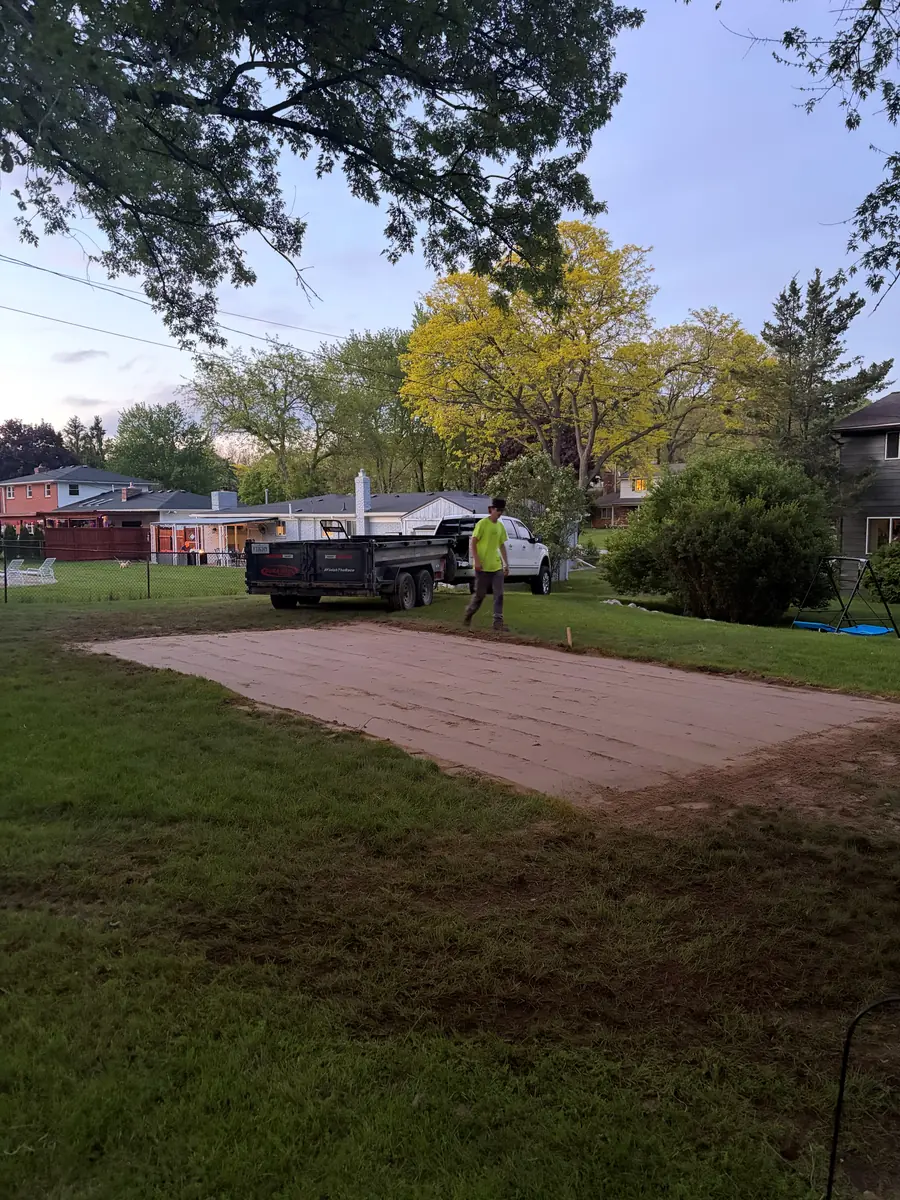 After — Above-ground pool pad cut, leveled, and screeded